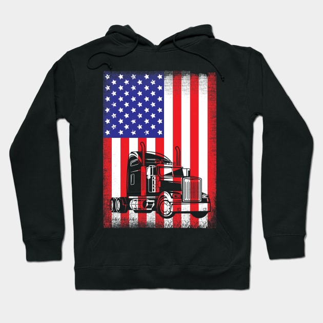 Truck Driver American Flag Hoodie by captainmood